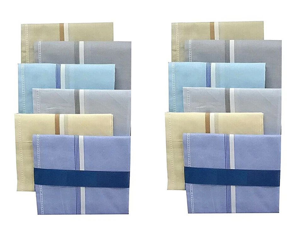 Multicolored Cotton Handkerchief For Men ( Pack of 12, Size: XXL King Size ) US - Image 1 of 3