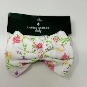 Laura Ashley Baby One Size Bow Headband White Pink Purple Yellow Floral Knit - Picture 1 of 5