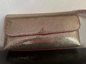 Estee Lauder Make-Up Bag/Clutch Gold Glitter Red Snap Interior NEW!!! - Picture 1 of 4