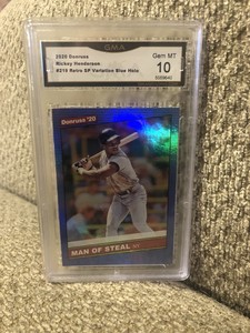 2020 Panini Donruss Holo Blue Retro Variation #219 Rickey Henderson Graded 10