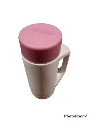 THERMOS MODELO #4415 Vintage Aislado Café Frío Caliente 11.5" Alto Rosa Con Blanco Foto 1 de 4