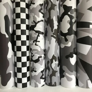 Schwarz Weiß Grau Camo Vinyl Folie Snow Camouflage Vinyl Car Wrap Luftblasenfrei - Bild 1 von 37