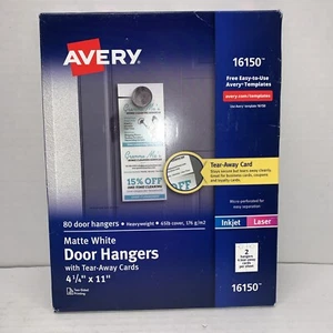 Avery Door Hanger w/Tear-Away Cards 4 1/4 x 11 Matte White 10/Sheet 40 - Picture 1 of 2