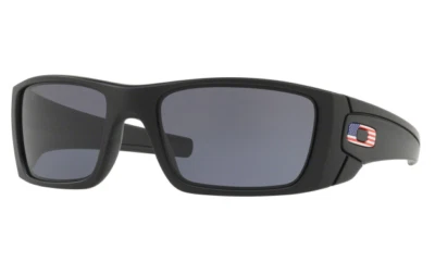 NEW OAKLEY FUEL CELL SI SUNGLASSES OO9096-38 MATTE BLACK / GREY RED/BLUE FLAG - Image 1 of 3