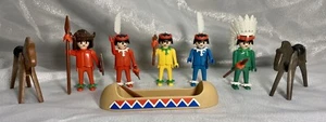 Playmobil 1974 Vintage Konvolut Indianer Indianer Figuren Pferde Kanu - Bild 1 von 6