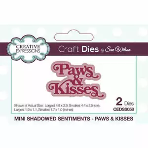 Creative Expressions Craft Dies - Mini Shadowed Sentiments - Paws & Kisses (by S - Foto 1 di 4