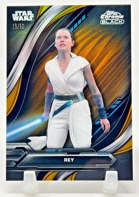2024 Topps Chrome Black Star Wars - 2 - Rey - The Rise of Skywalker - # 15/50 - Image 1 of 2