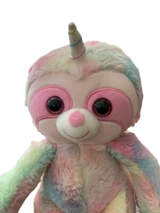 Kelly Toy Rainbow Unicorn Sloth Plush Stuffed Animal Toy 10" Glitter Eyes - Picture 1 of 7