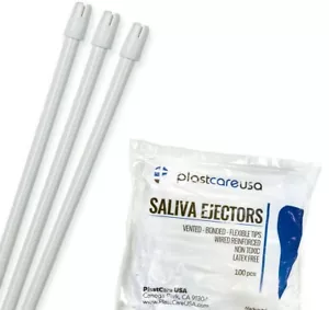 100 (1 Bag) Saliva Ejectors Ejector White Dental, Suction Tips, Disposable - Picture 1 of 7