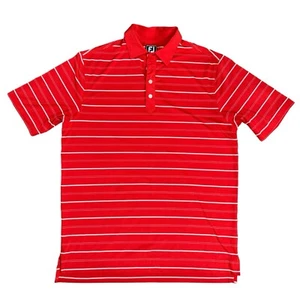 Foot Joy Athletic Fit Red White Striped Short Sleeve Golf Polo Men’s Size Large - Picture 1 of 5