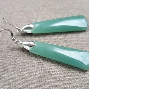 Pendientes de plata piedra aventurina verde Foto 1 de 2