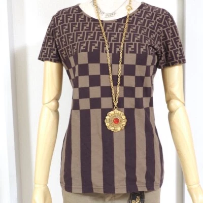 Vintage Fendi Zucca T-shirt Tops Size 42 Pequin - Image 1 of 4