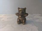 Vintage Solid Brass Teddy Bear Bookend Paperweight Figurine, 3.5" High