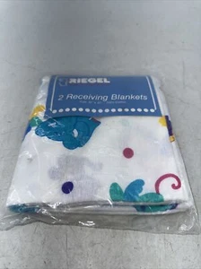 De Colección Riegel Blanco con Animales Incluye 2 Mantas Receptoras 30" X 30"- Hecho en EE. UU. - Imagen 1 de 7