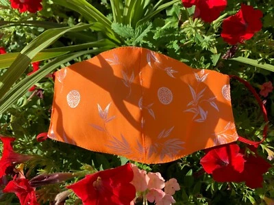 Mascarilla facial de seda naranja, 100%, mascarilla para mujer, reutilizable, lavable, artística, EE. UU. Foto 1 de 4