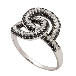 14kt White Gold Black Diamond Knot Ring 1.50ct TDW Size 11 - Picture 1 of 2