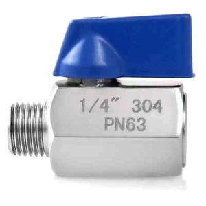 Stainless Steel Mini Ball Valve Shut-Off Valve With 1/4" NPT Female &Male Thread - Picture 1 of 4