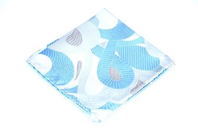 Lord R Colton Masterworks Pocket Square Silver Aqua Origin Symmetry Silk $75 New - Image 1 of 3