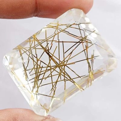 Golden Rutilated Quartz 170 Ct Emerald Cut EGL Certified Loose Gemstone MND - Image 1 of 4