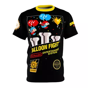 Balloon Fight Nintendo Nes Retro Vintage Video Game Cover T-Shirt - Picture 1 of 8