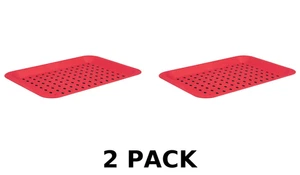 Plastic Serving Tray Red Non Slip Top Bottom Grip Rubber Surface 33x23cm 2 PACK - Picture 1 of 5