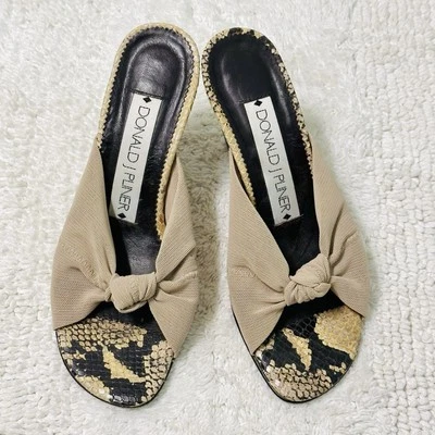 DONALD PLINER Snakeskin with Beige Elastic Knot Ladies Sandals size 4.5M - Spain - Image 1 of 4