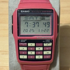 Casio DBC-32C-4 Multi Lingual Data Bank Herren Digitaluhr Pink 2888 DBC-32 LÄUFT - Bild 1 von 13