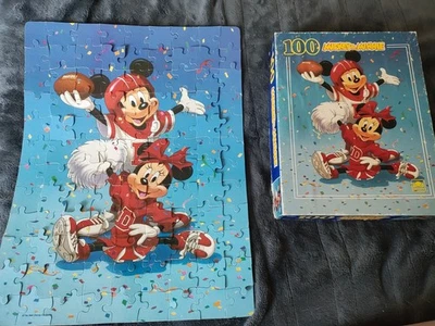Complete ! Disney Mickey & Minnie Mouse 100 Piece Puzzle Football Cheerleader - Image 1 of 4