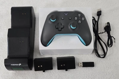 Microsoft Xbox One Wireless Controller – Grey/Blue Model 1708 w/Charging Station - Image 1 of 4