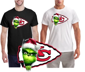 Neu / Kansas City Chiefs Football Weihnachten Grinch T-Shirt / Wicking Shirt - Bild 1 von 9