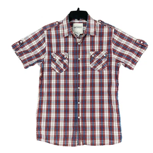 Imperious Trading Plaid Shirt Mens L Red Blue Westerncore Casual Chore Workwear - Picture 1 of 11