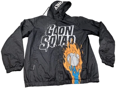 Looney Tunes Members Only Goon Squad Jacket Mens Large Black Hooded Windbreaker - Image 1 of 4
