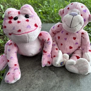 Webkinz Plush Love Monkey & Frog No Codes Pink Hearts - Picture 1 of 7