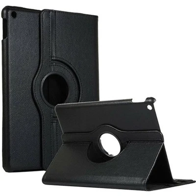 100 BLACK Leather Flip 360° Rotating Portfolio Case For iPad Air 1/Air 2 - Image 1 of 3