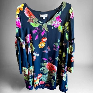 Philosophy Oversized Tunic Dress Women's Medium Floral Flowy Y2K Fairy Granny - Picture 1 of 5