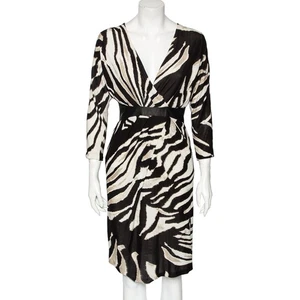 Abito drappeggiato Roberto Cavalli monocromatico stampato in maglia e pelle dettaglio S - Foto 1 di 7