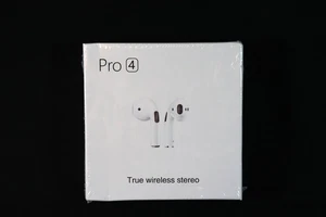 Pro 4 Earbuds Wireless White Earphones Headphones w/Charging Case NEW SEALED - Picture 1 of 4