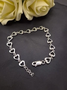 Sterling Silver Reversible Infinity Open Heart Bracelet. 925. - Picture 1 of 14