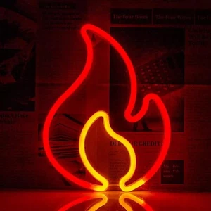 Neon LED Schild Feuer Flamme Nacht Licht Wand Deko Lampe Beleuchtung Setup Kiosk - Picture 1 of 36