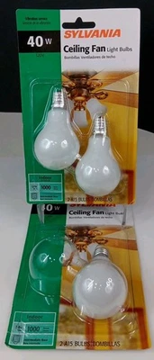 3 Sylvania Ceiling Fan Frosted Bulbs-Intermediate Base A15 40W- 1000 Hours - Image 1 of 4
