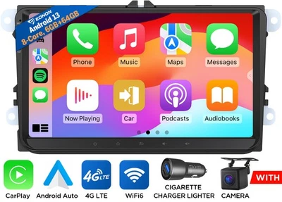 9"QLED Android 13 6+64 Autoradio Navi CarPlay DSP für VW Golf 5 6 Polo T5 Touran - Bild 1 von 4