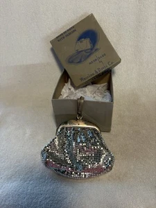 Vtg Whiting & Davis Co Silver Mesh Clutch Wristlet Purse,1930’s - Picture 1 of 24