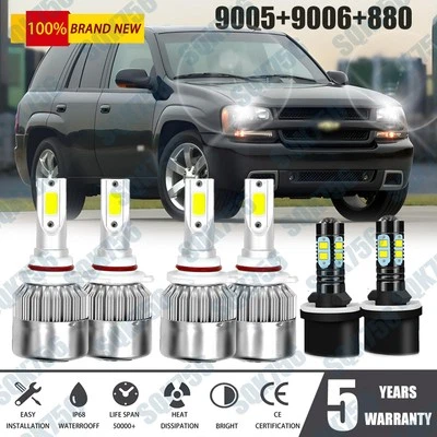 Kit combinado de faros LED + luces antiniebla 6x 6000K para Chevy TrailBlazer 2002-2009 Foto 1 de 4