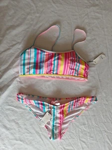 Ladies Bikini Primark Size 12 Striped Pink 25166 - Picture 1 of 17