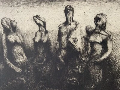 Otto Coester - Signierte Original Radierung- Surrealismus um 1947 - Schildträger - Bild 1 von 4