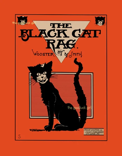 5x7 Vintage 1905 THE BLACK CAT RAG Halloween gato negro partituras impresión artística Foto 1 de 1