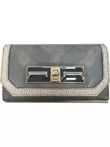 Bessie Ladies Purse Wallet Clutch Brown Khaki Black Gold Faux Leather NEW BOXED - Picture 1 of 10