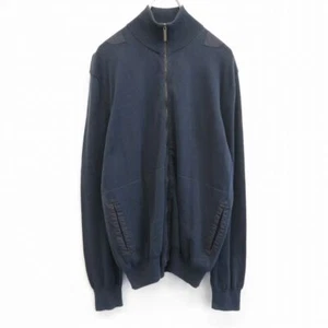 LOUIS VUITTON Knit Cardigan Navy Tone Zip-up Logo Size M Italy Men’s  - Picture 1 of 9