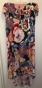 PURE ENERGY Strapless Maxi Dress Tube Top WATERMELON/EBONY/YEL FLORAL Sz 1(14/16 - Picture 1 of 11