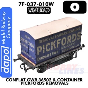 Conflat GWR & Container Pickfords Weathered WAGON 1:43.5 O Dapol 7F-037-010W - Picture 1 of 3